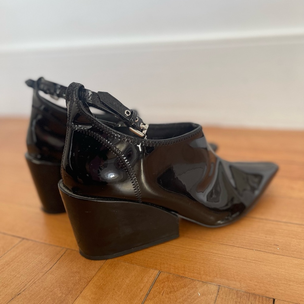 Cheap Monday Cube Black Patent Wedge Boots 9.5 - Picture 7 of 16